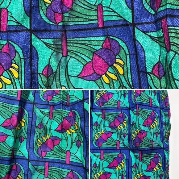 Vintage Doncaster Green Floral Print Pleated Midi Skirt Women’s Size 14 Retro - Picture 15 of 16